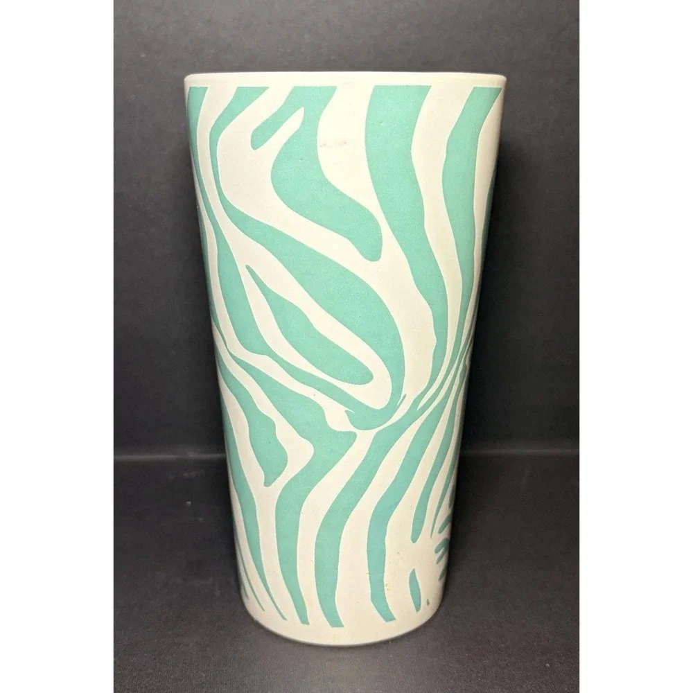 American Atelier Wild Heritage Zebra Pattern Large Mug Cup Turquoise White - Picture 4 of 6